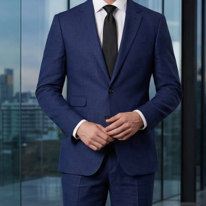 RAYMOND ROYAL BLUE COLOURED CRUSHED COTTON WOOL BLENDED UNSTITCHED SUIT FABRIC -3 METRES / VV6685