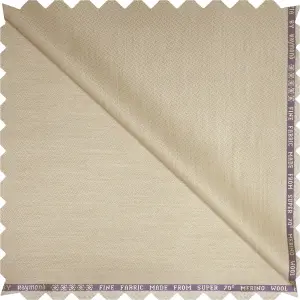 RAYMOND PATRIZIA COLLECTION SUPER 70'S PURE MERINO WOOL BEIGE COLOURED SELF DESIGN UNSTITCHED TROUSER FABRIC -1.25 METRES / VV6693