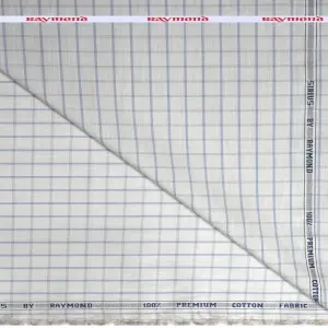 Raymond 100% Premium Cotton Grey Checkered Unstitched Shirt Fabric - 1.60 metres / VV6779