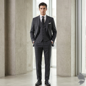 RAYMOND SPANAX 50WR BLACK UNSTITCHED SUIT FABRIC - 3.25 METRES / VV6837