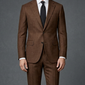 Raymond super 100s wool blended super nouva with self and gentle fabric Solid Brown coloured unstitched suit fabric with length 3.0 metres / VV6856