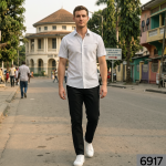 Raymond 100% Premium Cotton White Checkered Unstitched Shirt Fabric - 1.60 meters / VV6917