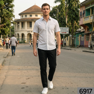 Raymond 100% Premium Cotton White Checkered Unstitched Shirt Fabric - 1.60 meters / VV6917