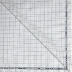 Raymond 100% Premium Cotton White Checkered Unstitched Shirt Fabric - 1.60 meters / VV6920