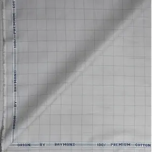 Raymond 100% Premium Cotton Silver Checkered Unstitched Shirt Fabric - 1.60 meters / VV6931