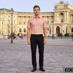J.HAMPSTEAD 100% EGYPTIAN GIZA COTTON PEACH PLAIN UNSTITCHED SHIRT FABRIC - 1.60 MTS - J324 / VV6963