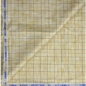 Siyaram's Linen Cotton Checkered Beige Unstitched Shirt Fabric 1.6 Mts - VV6978 /S424