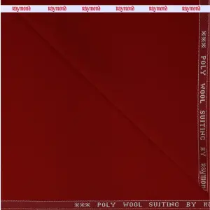 RAYMOND RED 45% WOOL BLENDED PLAIN UNSTITCHED SUIT FABRIC-3MTS - 4321 / VV7285