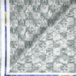 Siyarams festive collection printed pattern with hemp blended Grey color unstitched men's Kurta / sherwani / top fabric of 2 meters / VV2307