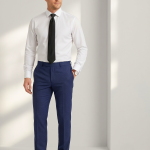 RAYMOND 45% AUSTRALIAN MERINO WOOL BLENDED FABRIC STEEL BLUE COLOUR CHECKERED PATTERN UNSTITCHED TROUSER FABRIC OF 1.25 MTS / VV2831