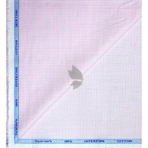Siyaram's 100% Superfine Cotton Pink (Seashell) colour with Checkered Pattern Unstitched Shirt Fabric of 1.6 Mts / VV2359F