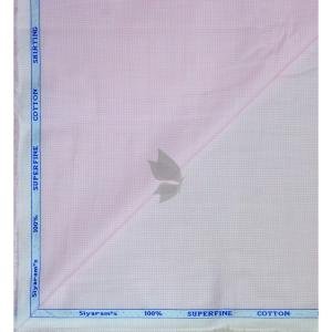 Siyaram's 100% Superfine Cotton Pink (Seashell) colour with Checkered Pattern Unstitched Shirt Fabric of 1.6 Mts / VV2359D