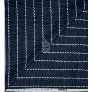 Siyaram's Festive Ceremony Collection Vertical Striped Pattern with "HEMP" blended Dark Blue (Navy Blue) colour Unstitched Shirt Fabric - 1.6 Mts / VV2379B