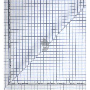 Raymond 100% Egyptian Giza Cotton (Premium Cotton) White Checkered Pattern Unstitched Shirt Fabric of 1.60 meters / VV2387E
