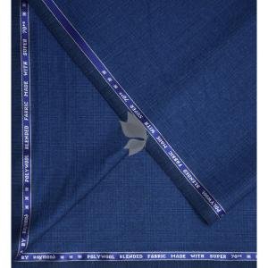 Raymond Super 70's Australian Merino Wool with Checkered Pattern Blue colour Unstitched Suit Fabric of 3.5 Meters / VV2572