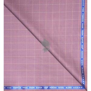 Raymond Super 100's Australian Merino Wool Fine Fabric with Checkered Pattern and Pink (Old Rose) colour Unstitched Trouser Fabric of 1.3 Meters / VV2559