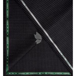 Raymond Australian Merino wool blend with Smart Stretch and made from Fine Merino Wool Checkered Pattern Grey colour Unstitched Suit Fabric of 3.25 meters / VV2592