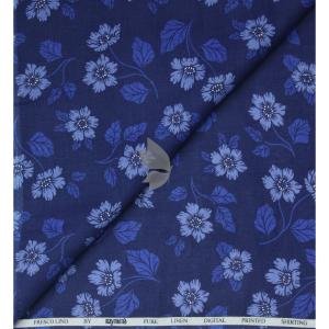 Raymond 100% Pure Linen Navy Blue color Printed Unstitched Shirt Fabric of 1.6 meters / VV2389R