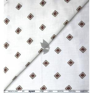 Raymond 100% Pure Linen White (Ivory) color Printed Unstitched Shirt Fabric of 1.6 meters / VV2389J