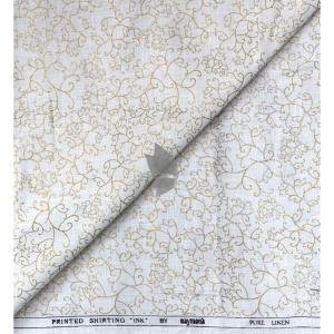 Raymond 100% Pure Linen White color Printed Unstitched Shirt Fabric of 1.6 meters / VV2389C
