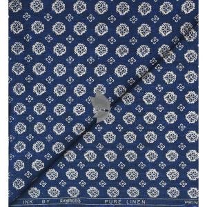 Raymond 100% Pure Linen Blue color Printed Unstitched Shirt Fabric of 1.6 meters / VV2389D