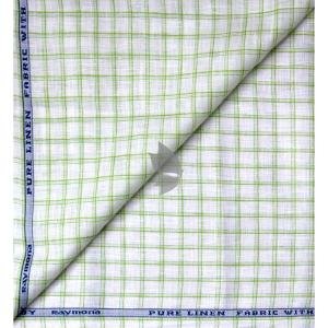 Raymond 100% Pure Linen White color Checkered Unstitched Shirt Fabric of 1.6 meters / VV2389V
