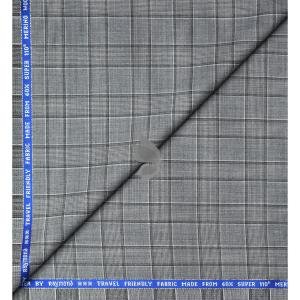 Raymond Voyager Collection with Super 110's wool, 60% wool rich fabric, Grey colour Checkered Unstitched Trouser fabric of 1.3 Mts / VV2663