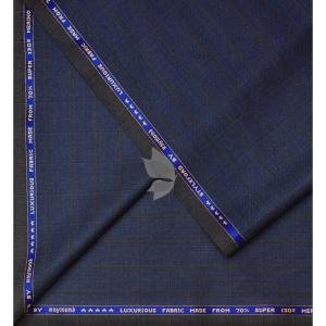 Raymond Luxurious fabric with Super 130's wool count & 70% wool Blue colour Checkered Unstitched Suit fabric of 3.5 mts / VV2662