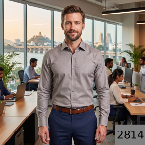 J.Hampstead Moretti Premium Egyptian Collection Natural Bamboo Blend Giza Grey (Taupe) colour Solid Pattern Unstitched Shirt Fabric of 1.6 mts / VV2814