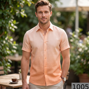 Weaves Empire 100% Linen Cotton with BATISTE Weaving Orange Colour Plain Unstitched Shirt Fabric - 1.6 mts / VV1005