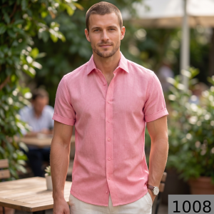 Weaves Empire 100% Linen Cotton with BATISTE Weaving Pink Colour Plain Unstitched Shirt Fabric - 1.6 mts / VV1008