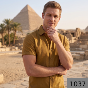 Siyaram's Egyptian Giza Cotton with Liquid Ammonia Finish Gold (Golden Rod) Plain Unstitched Shirt Fabric  - 1.60 meters / VV1037