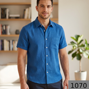 Siyaram's "Revista Collection" 100% Pure Royal Linen 60 Lea Jacquard Dark Blue (Ultra Marine) Colour Unstitched Shirt Fabric - 1.60 Mts / VV1070
