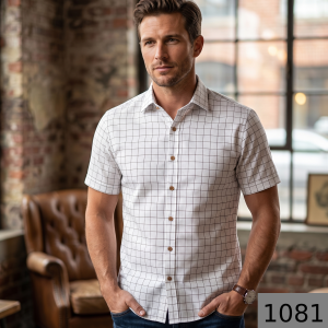 Siyaram's Jacquard Self Design Cotrich Collection White Checkered Shirt Fabric - 1.60 Mts / VV1081