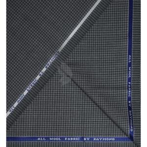 Raymond 100% Pure Wool (All Wool) Thick Grey Color Checkered Unstitched Trouser Fabric - 1.3 Mts / VV2042