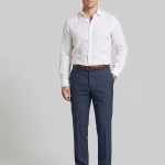 Raymond 100% Pure Wool (All Wool) Thick Blue Color Self Checkered Unstitched Trouser Fabric - 1.3 Mts / VV2043n