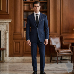 Raymond 100% Pure Wool (All Wool) Thick Blue Color Checkered Unstitched Suit Fabric - 3.25 Mts / VV2050