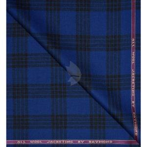 Raymond 100% Pure Wool (All Wool) Thick Royal Blue Color Checkered Unstitched Trouser Fabric - 1.25 Mts / VV2051