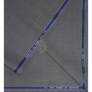 Raymond 100% Pure Wool (All Wool) Thick Grey Color Self Checkered Unstitched Suit Fabric - 3.5 Mts / VV2053
