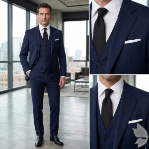 Raymond 100% Pure Wool (All Wool) Plain Blue Color Unstitched Suit Fabric - 3.5 Mts / VV2093