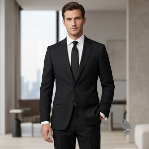 Raymond 100% Pure Wool (All Wool) with GABARDINE Weaving Plain Dark Grey Color Unstitched Suit Fabric - 3 Mts / VV2106