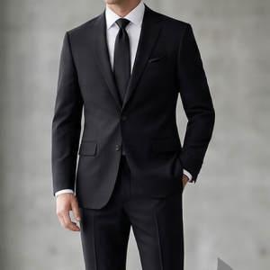 Raymond 100% Pure Wool (All Wool) Black Color Solid Unstitched Suit Fabric - 3 Mts / VV2126