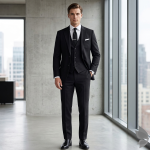 Raymond 100% Pure Wool (All Wool) Navy Blue Color Solid Unstitched Suit Fabric - 3.5 Mts / VV2132