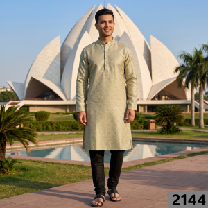 Raymond "CEREMONIA" Collection Wool Blended Green with Jacquard and Floral design Unstitched Sherwani (Kurta) Fabric - 2.2 Mts / VV2144