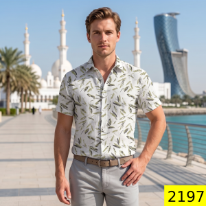 Weaves Empire 100% Genuine European Linen with 100 LEA count Green colour Printed Unstitched Shirt Fabric - 1.60 Mts / VV2197