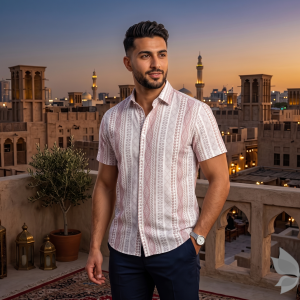 Siyaram's Festive Ceremony Collection Vertical Striped Pattern with "HEMP" blended Pink (Old Rose) colour Unstitched Shirt Fabric - 1.6 Mts / VV2245