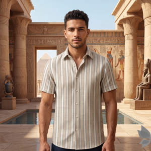 Siyaram's Festive Ceremony Collection Vertical Striped Pattern with "HEMP" blended Beige (Champagne) colour Unstitched Shirt Fabric - 1.6 Mts / VV2247