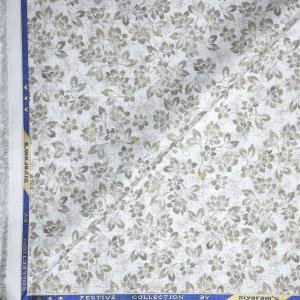 Siyarams festive collection printed pattern with hemp blended White color unstitched men's Kurta / sherwani / top fabric of 2 meters / VV2308