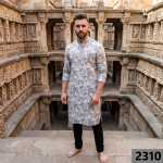 Siyarams festive collection printed pattern with hemp blended Multi color unstitched men's Kurta / sherwani / top fabric of 2 meters / VV2310