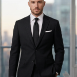 Raymond 35% Viscose blended Black colour Solid Pattern Unstitched Suit Fabric of 3.25 Mts / VV2333